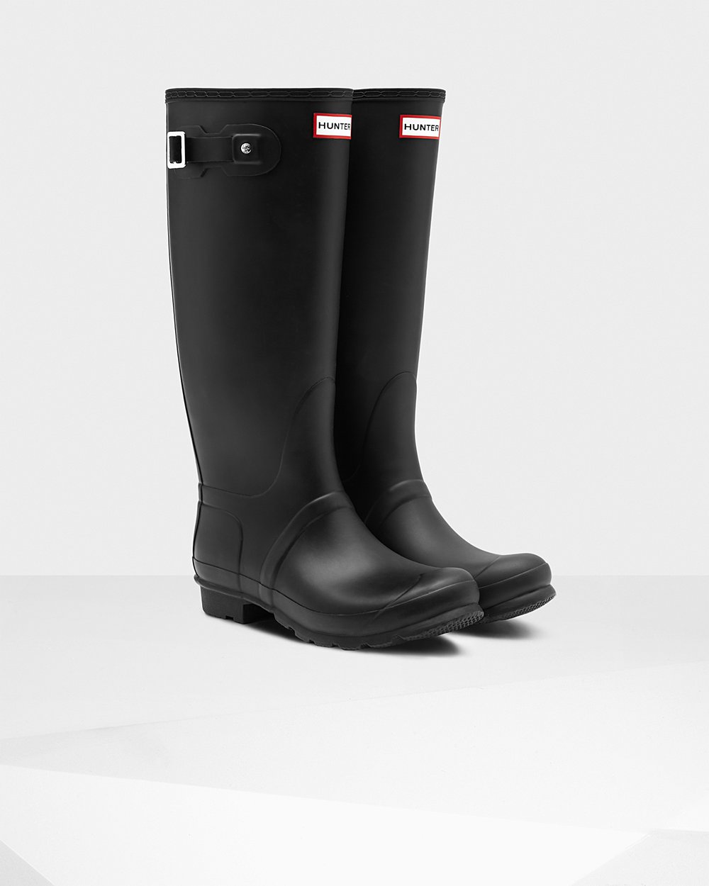 Womens Hunter Original Tall Leg - Wide Fit Rain Boots Black - 6931-QKTVJ